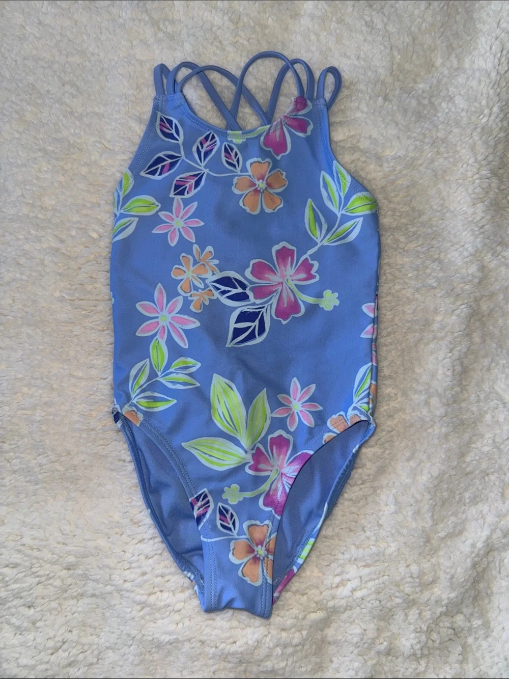 The Children's Place Blue Floral Strappy One-Piece Swimsuit NWOT